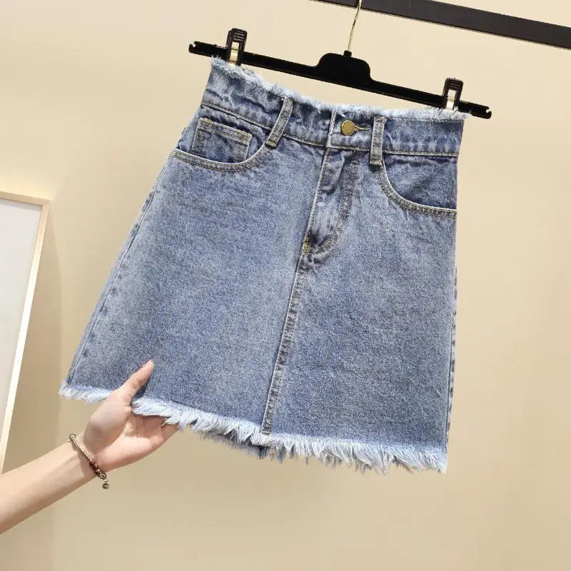 Woman Skirts High Waist Denim Skirt for Women Spring and Summer Skirt A- line Short Skirt Mujer Faldas Saias Mulher