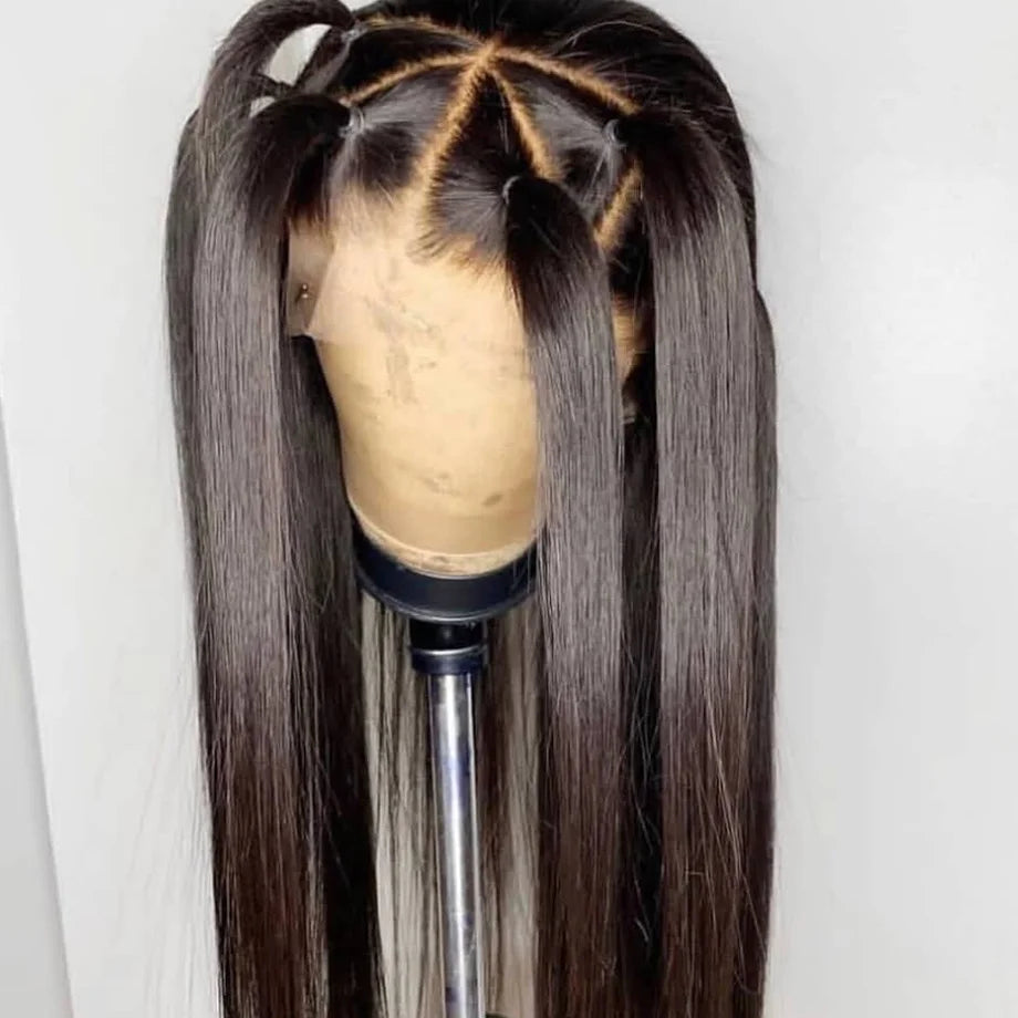 Soft Preplucked Lace Front Silk Base wig Free Part Natural Black Silky Straight 26“Long Glueless High temperature With Baby Hair