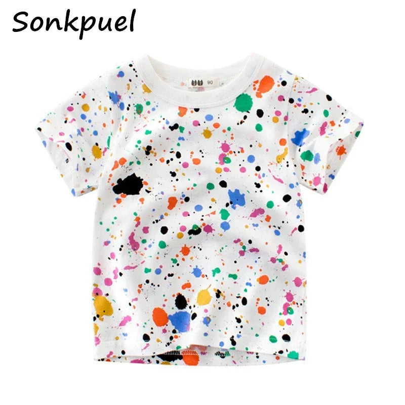 Children Boys T-shirts Summer Baby Girls Tops Clothes 2-8Y Kids Boy Short Sleeve T shirt Outfit Toddler Cotton Cartoon Tees