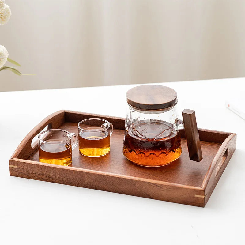 Rectangular Wooden Trays Bamboo Ebony Tea Tray Fruit Snack Coffee Breakfast Serving Trays Food Plate Platter Kitchen