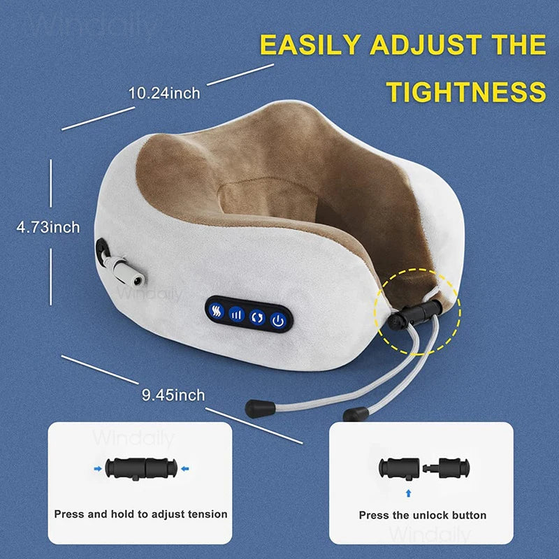 Electric Neck Massager With Heat Vibration 3D Kneading Shiatsu Massage U Shaped Pillow For Shoulder Cervical Pain Relief Fatigue