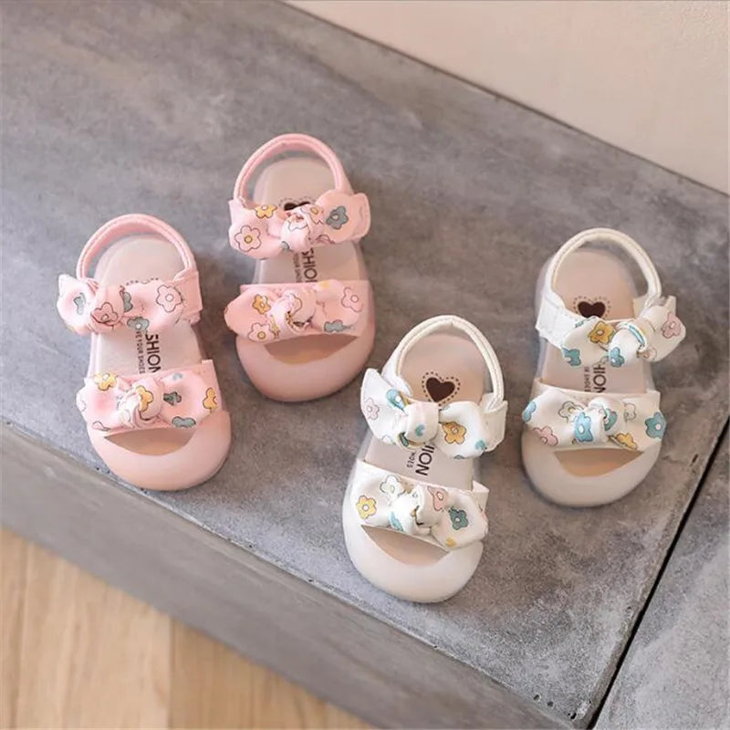 Summer Baby soft sole Sandals for Girls bow Closed Toe Toddler Infant Kids Princess Walkers Baby Little Girls Shoes Sandals