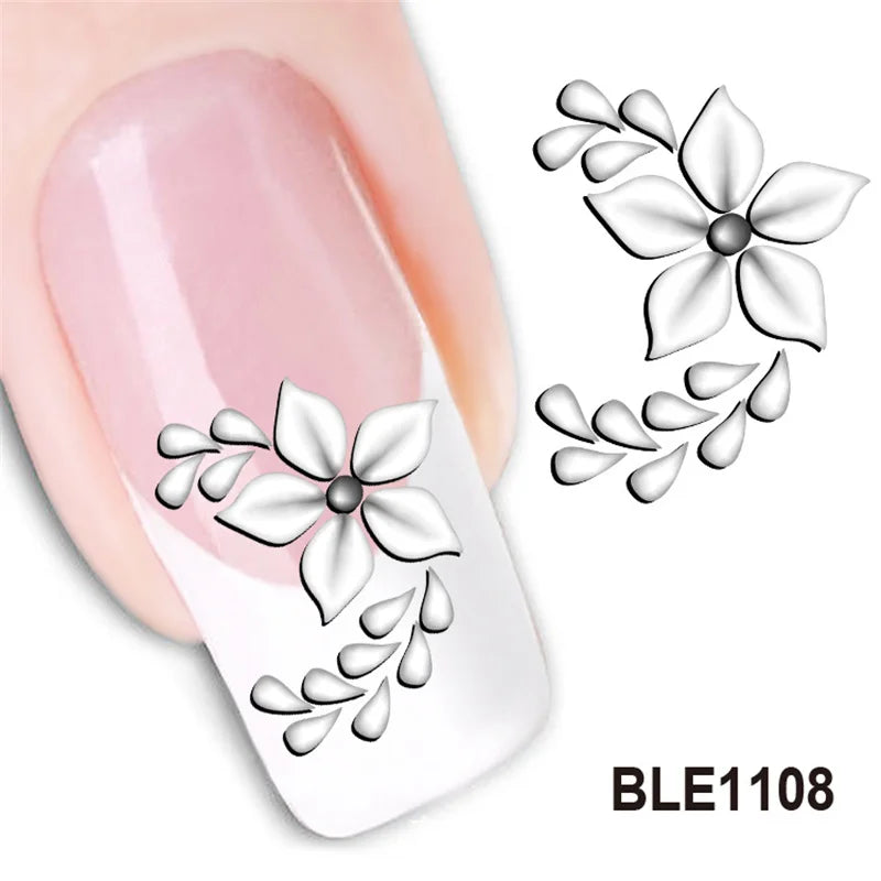 Fashion 3D Flower Design Water Transfer Nails Art Sticker Lady Women Manicure Tools Nail Wraps Decoration Decals Wholesale