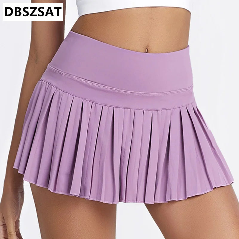 Cloud Hide Safe Tennis Skirts XS-XXL Gym Golf Running Pleated Pantskirt SEXY Women Sports Fitness Shorts Pocket High Waist Skort