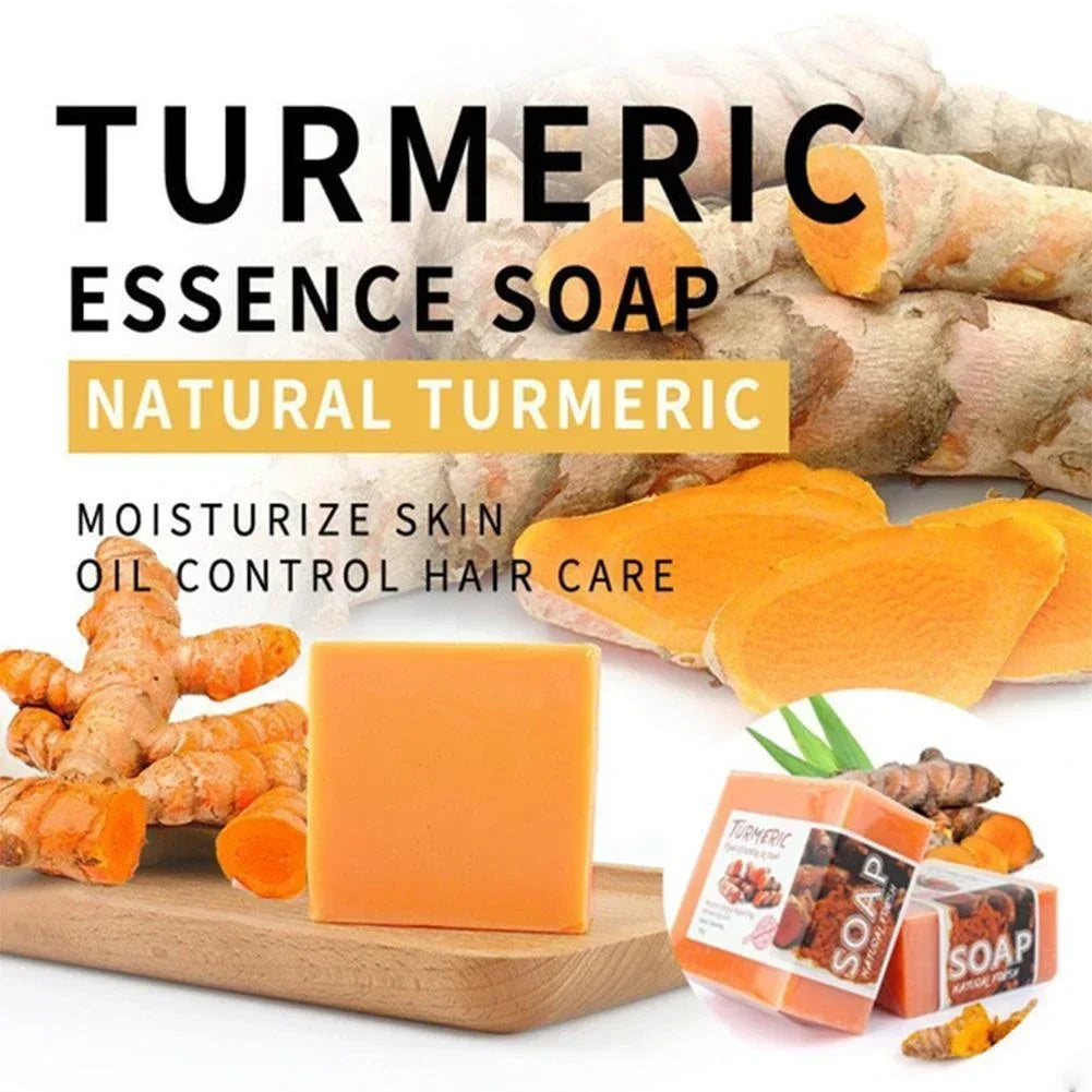 100g Turmeric Soap with Goat Milk & Silk Protein Aloe Soap Ginger Natural Sea Salt Essential Oil Lemon Soap