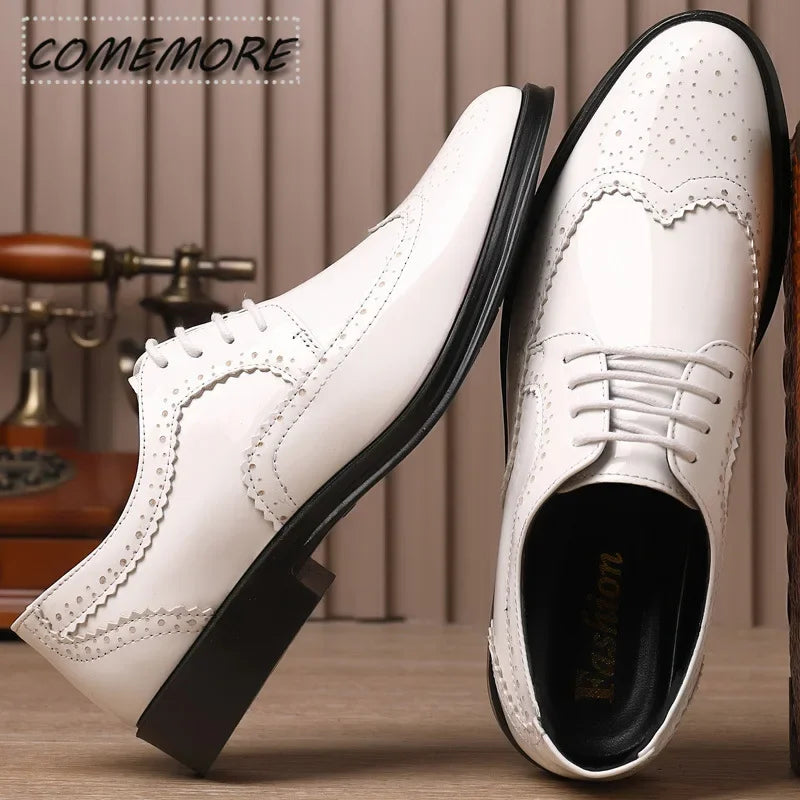 High Quality Italian PU Leather Shoes Men's Fashion Business Shoes Casual Shoes Pointed Toe Shoes Wedding Flat Dress Party Shoes