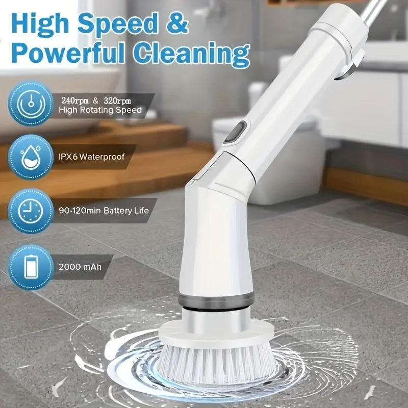 Multi-functional Long Handle Retractable Electric Cleaning Brush Household Floor Bathroom Tile Bathroom Cleaning Artifact