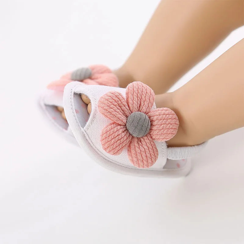 Summer Baby Girl Sandals Solid Color Cute Lace Bows Newborn Shoes Soft Cotton Non-slip Soled Princess Toddler Girl Sandals Kids