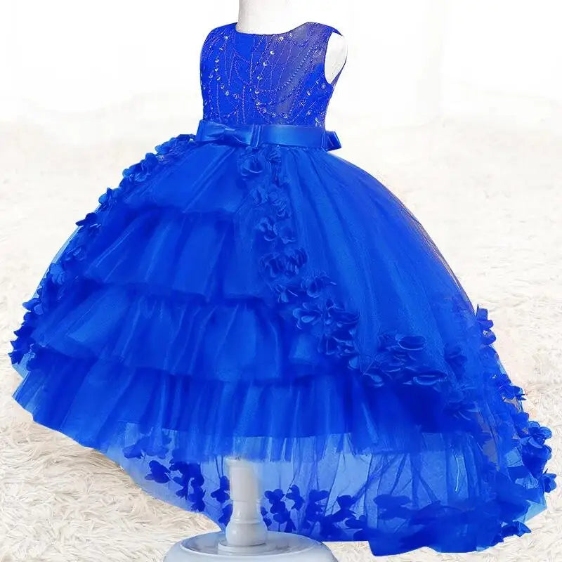 New High quality baby lace princess dress for girl elegant birthday party trailing dress Baby girl's christmas clothes 3-12yrs