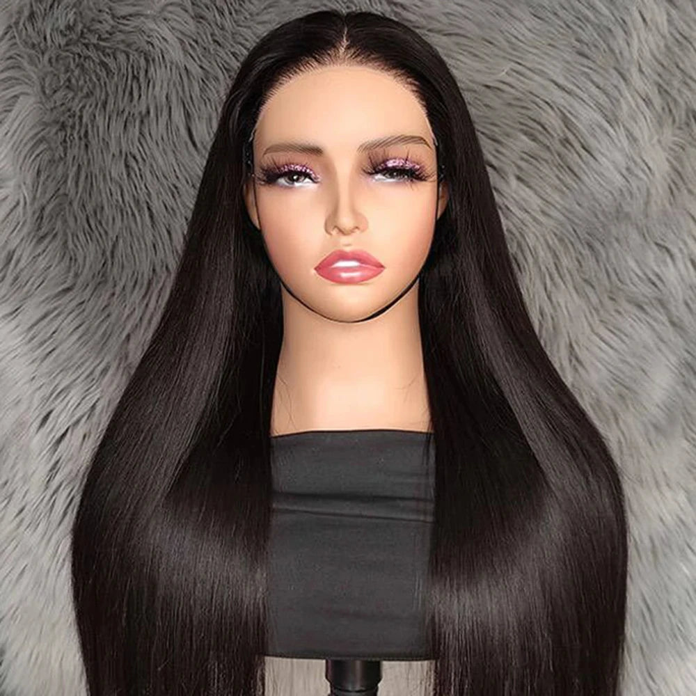 Put And Go Glueless Straight Human Hair Wig Pre Cut 4x4 Lace Closure Wig For Women Pre-Plucked With Elastic Band Natural Color