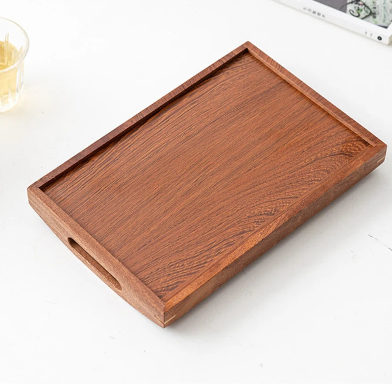 Rectangular Wooden Trays Bamboo Ebony Tea Tray Fruit Snack Coffee Breakfast Serving Trays Food Plate Platter Kitchen