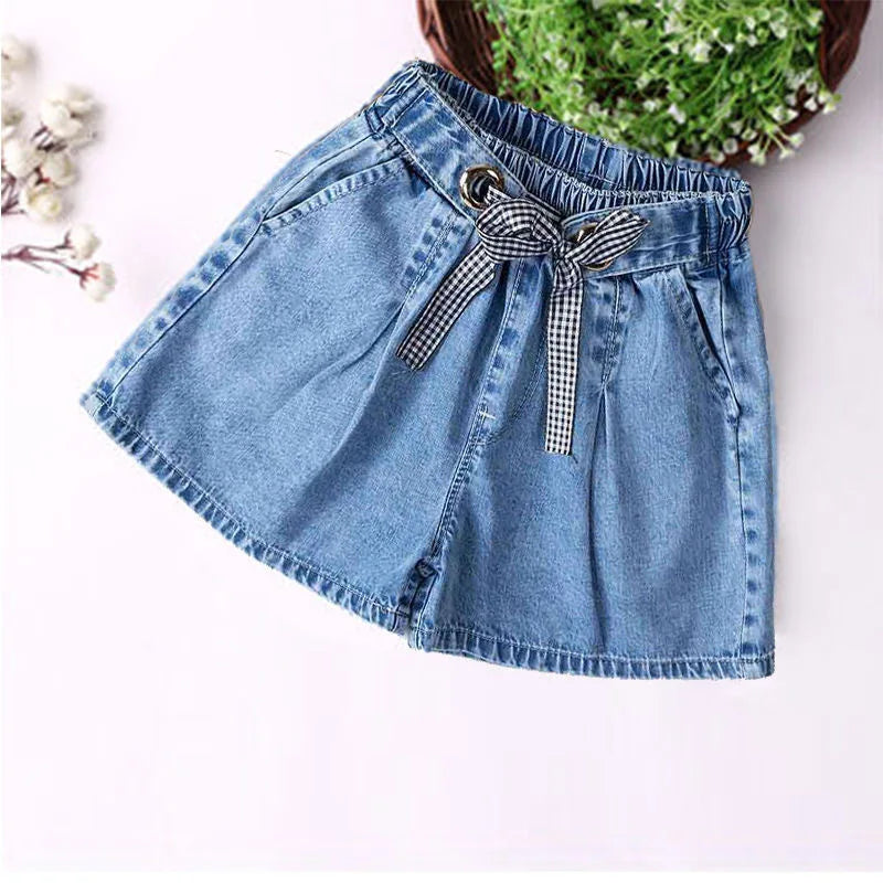 Shorts for Girls Blue All-match Children Denim Skirt Pants Fashion Jeans 2023 Summer Casual Teenage Short Pants 10 12 14 Years