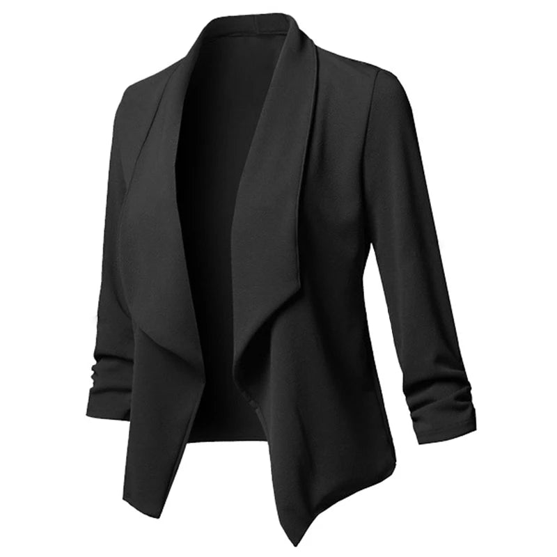 Women Thin Blazers Cardigan Coat 2022 Long Sleeve Female Blazers and Jackets Ruched Asymmetrical Casual Business Suit Outwear