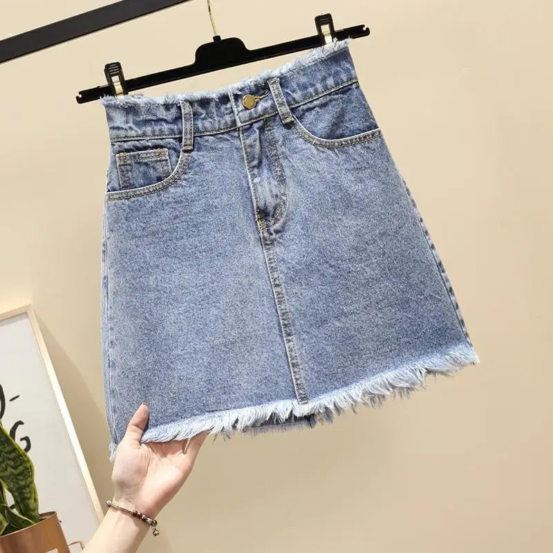 Woman Skirts High Waist Denim Skirt for Women Spring and Summer Skirt A- line Short Skirt Mujer Faldas Saias Mulher