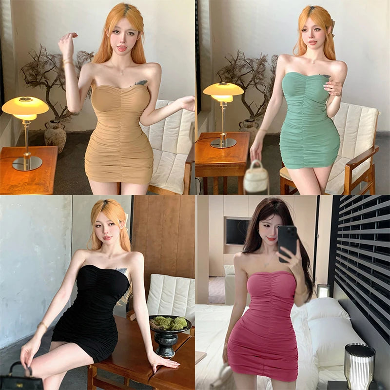 Women Fashion Solid Colour Sleeveless Bodycon Dress With Chest Pad Cotton Korean Version Summer Women's Dress