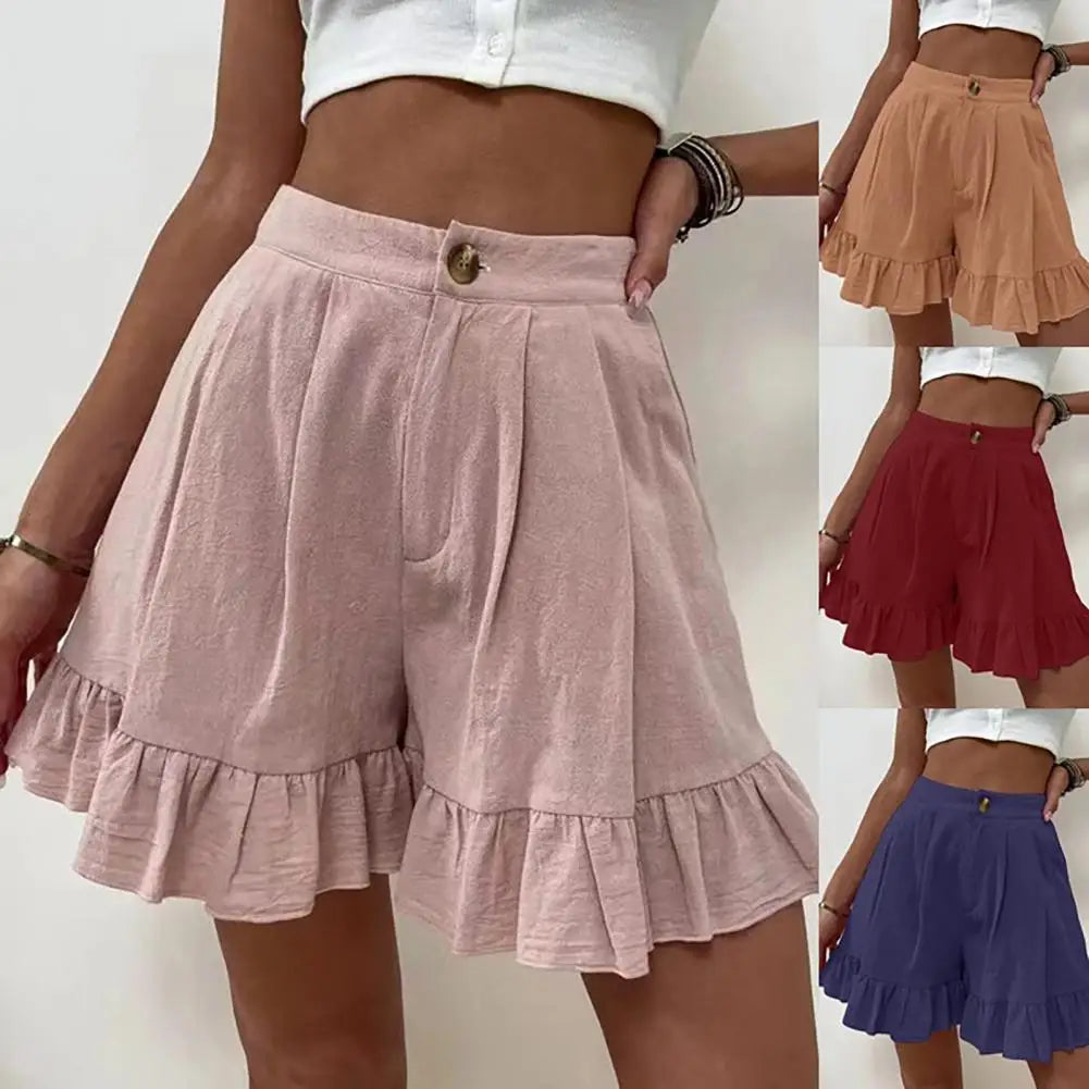 Solid Color  Chic Loose Fit Summer Short Pants S to 2XL Casual Shorts Pleated   for Home