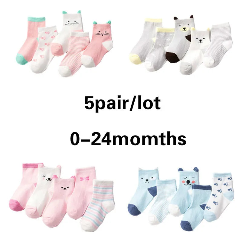 5 Pairs/lot Base Design Solid Color Soft Mesh Summer Mood Cotton Knit Cute Girl Baby Socks Kids Boy Newborn Toddler Socks