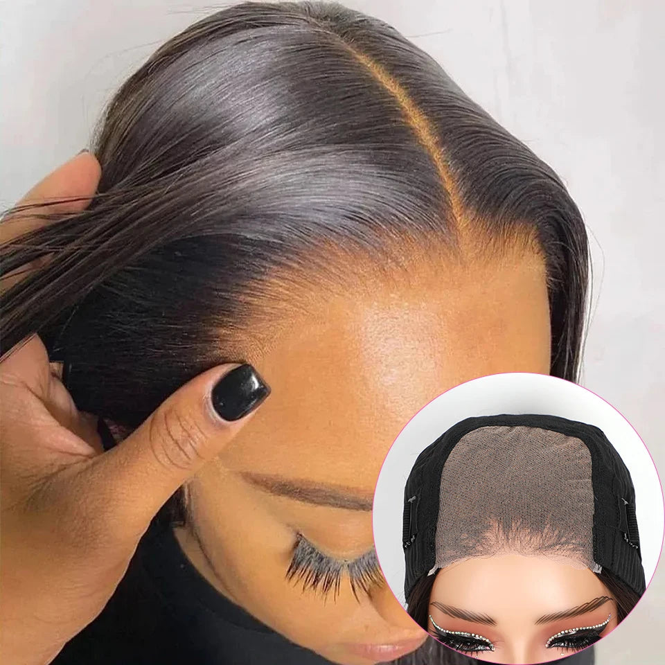 Wear And Go Glueless Human Hair Wig Bob HD Lace Straight Short Bob Lace Closure Pre Plucked Human Wigs Pre Cut Lace Ready To Go