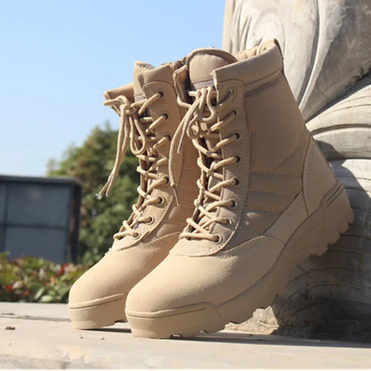 Hot Fashion Men Boots Winter Outdoor Leather Military Boots Breathable Army Combat Boots Plus Size Desert Boots Men Hiking Shoes