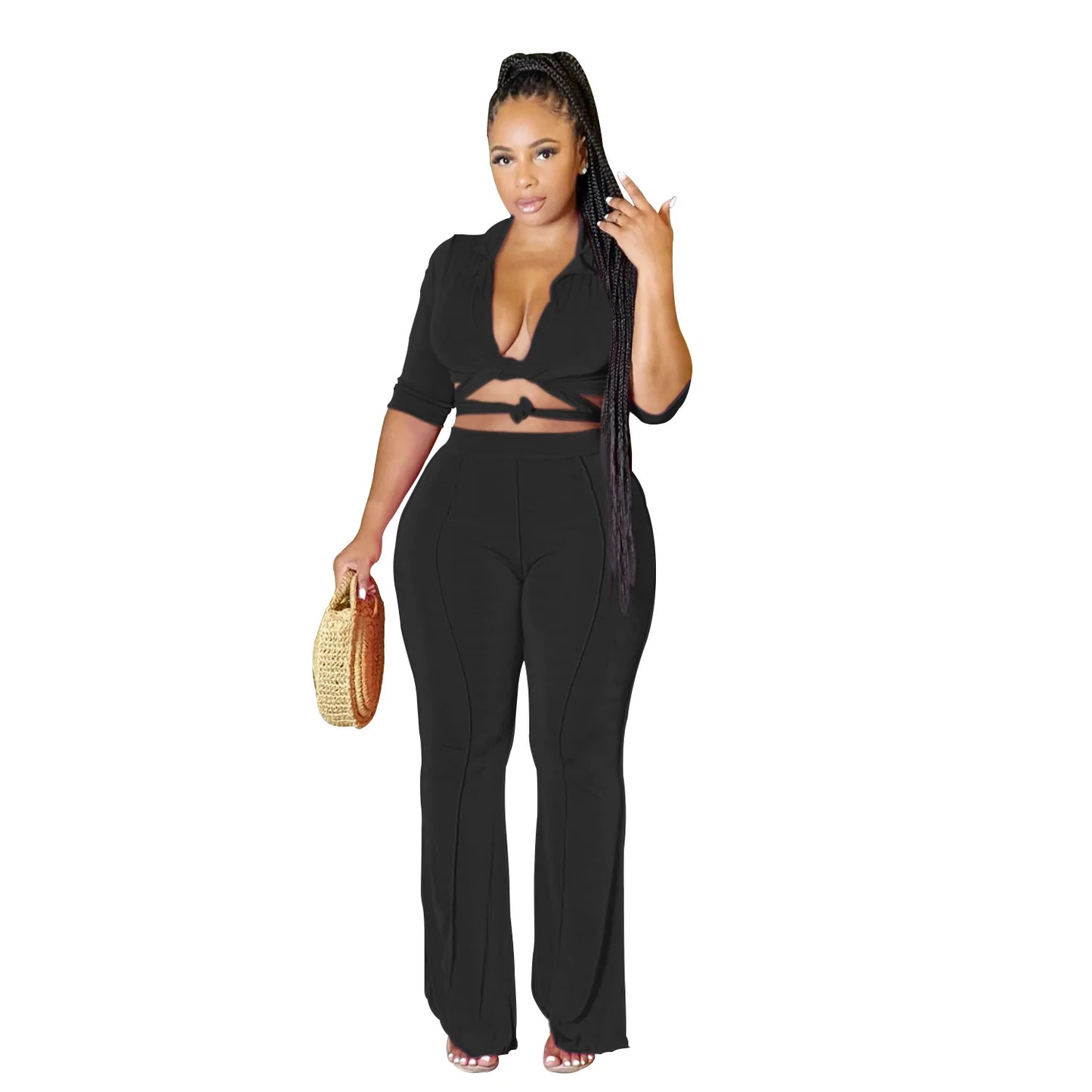 Autumn Casual Women Tracksuit Two Piece Set Shirt |+ Long Pants Solid Color Sportsuit Matching Set Clothes For Women Outfit