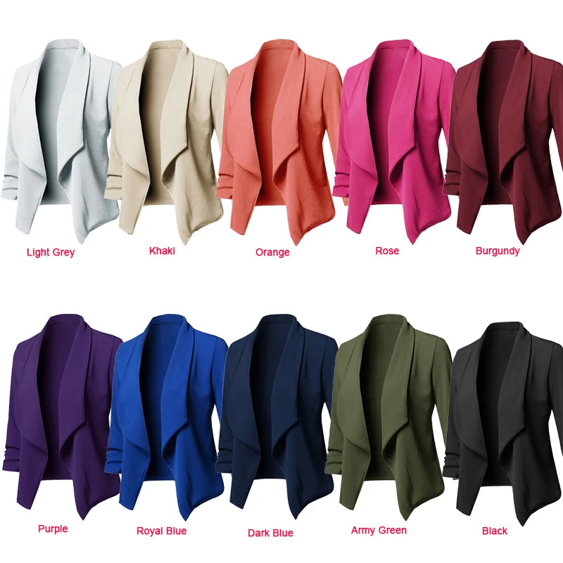 Women Thin Blazers Cardigan Coat 2022 Long Sleeve Female Blazers and Jackets Ruched Asymmetrical Casual Business Suit Outwear