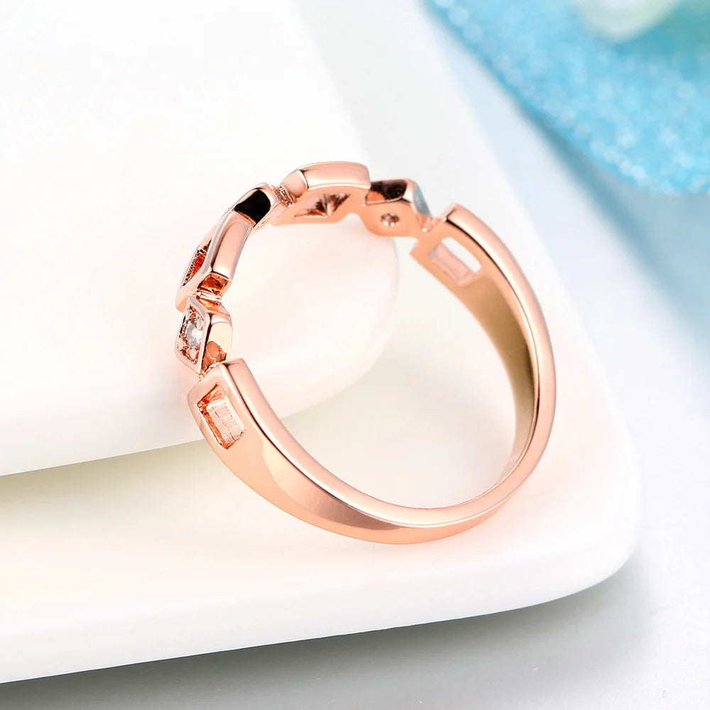 Top Quality ZYR197 Concise Crystal Ring Rose Gold Color Austrian Crystals Full Sizes