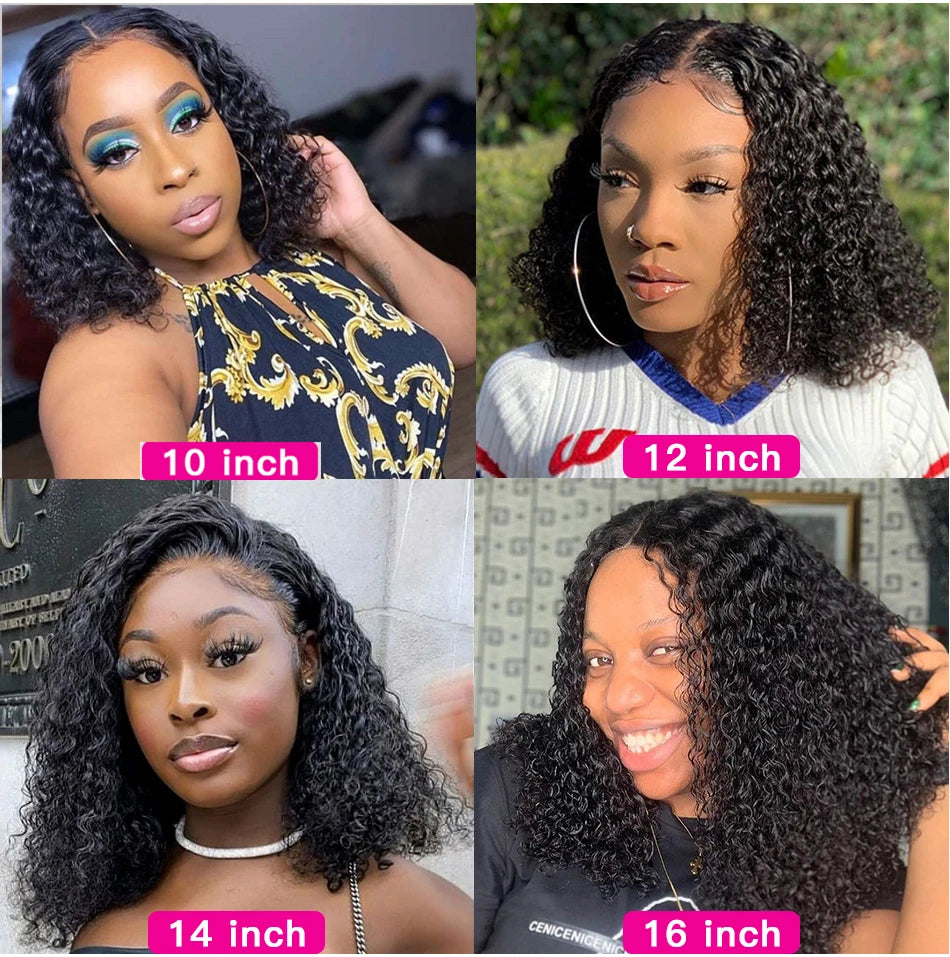 Brazilian Human Hair Wigs Jerry Curly Side Part Short Bob Wig for Women Natural13x1 Lace Fronal Water Deep Curly Human Hair Wigs