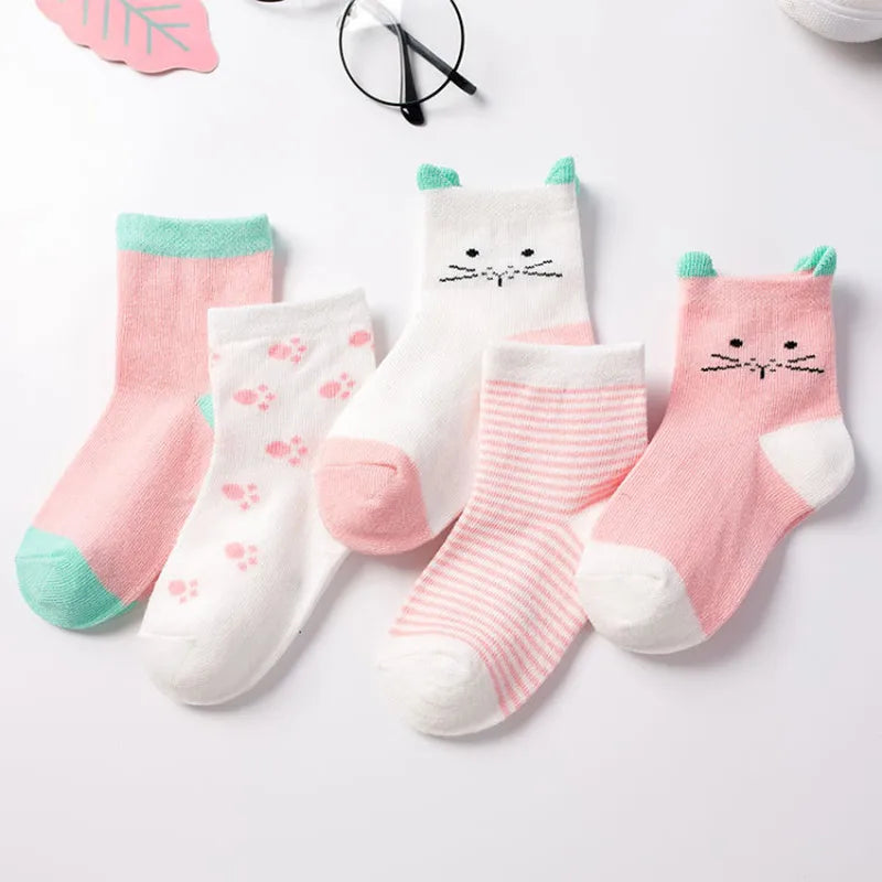 5 Pairs/lot Base Design Solid Color Soft Mesh Summer Mood Cotton Knit Cute Girl Baby Socks Kids Boy Newborn Toddler Socks