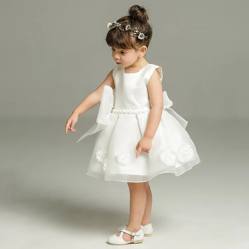 Kid Girls Birthday Party Dresses Children Clothing Baby Wedding Princess Dresses Bow Flower Toddler Ceremonial Costume BC1217