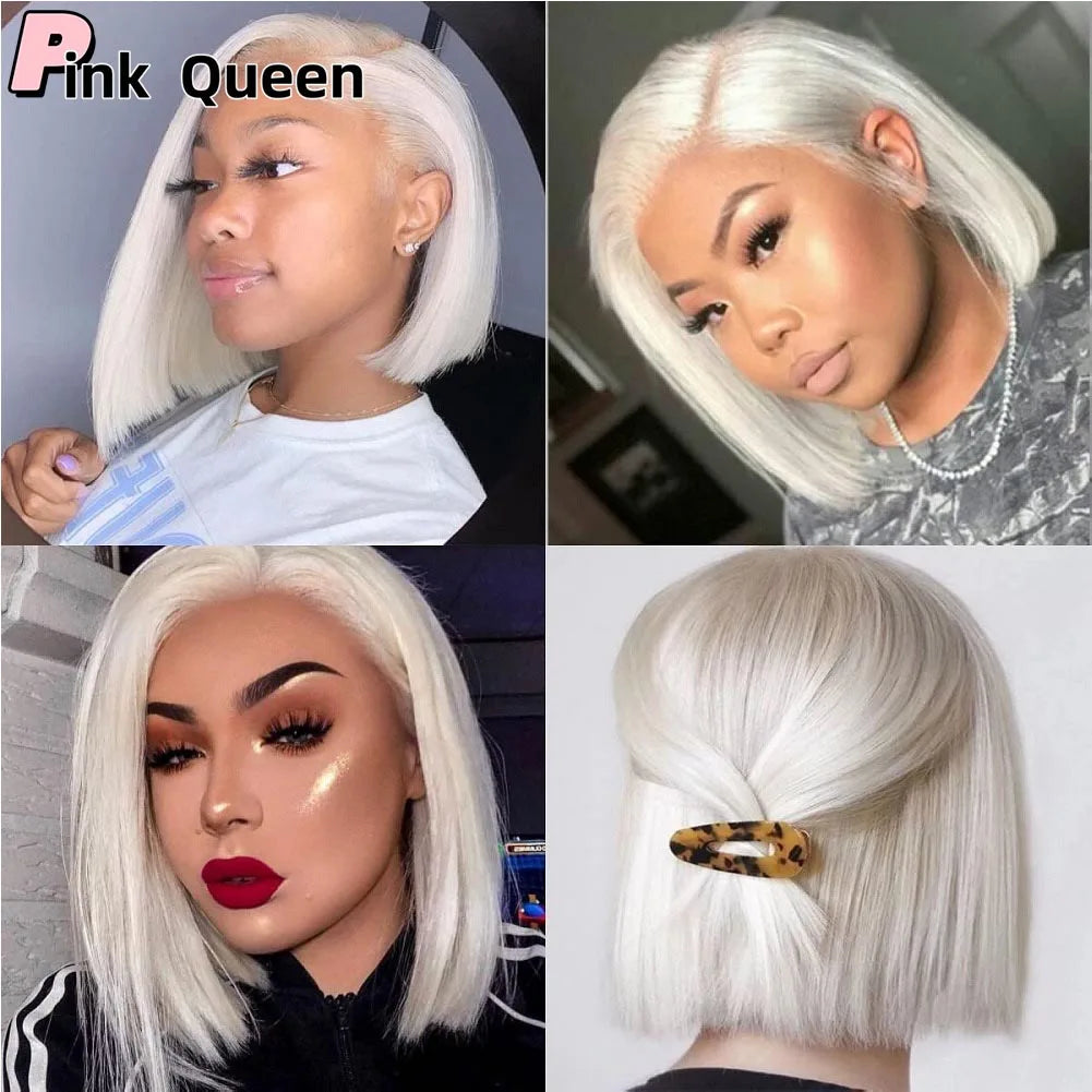 13*2.5 Lace front wig straight white hair synthetic lace Natural hairline crochet hairpiece cosplay girl wigs bobo synthetic ble