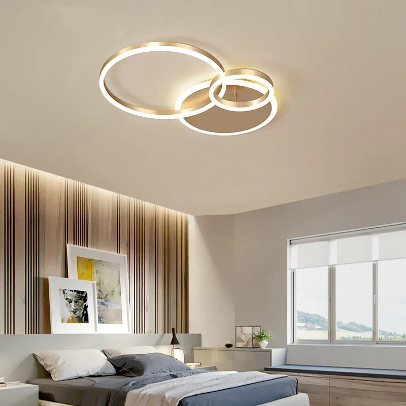 Modern 5 Ring Led Ceiling Chandelier Black Gold White for Living Room Bedroom Furniture Home Design Lighting Lusters Luminaires