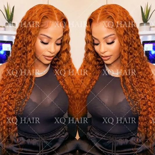 12-34 Inch Ginger Orange 13x6 Curly Lace Front Wigs Deep Curly Human Hair Wigs 13x4 HD Transparent Deep Wave Lace Frontal Wigs