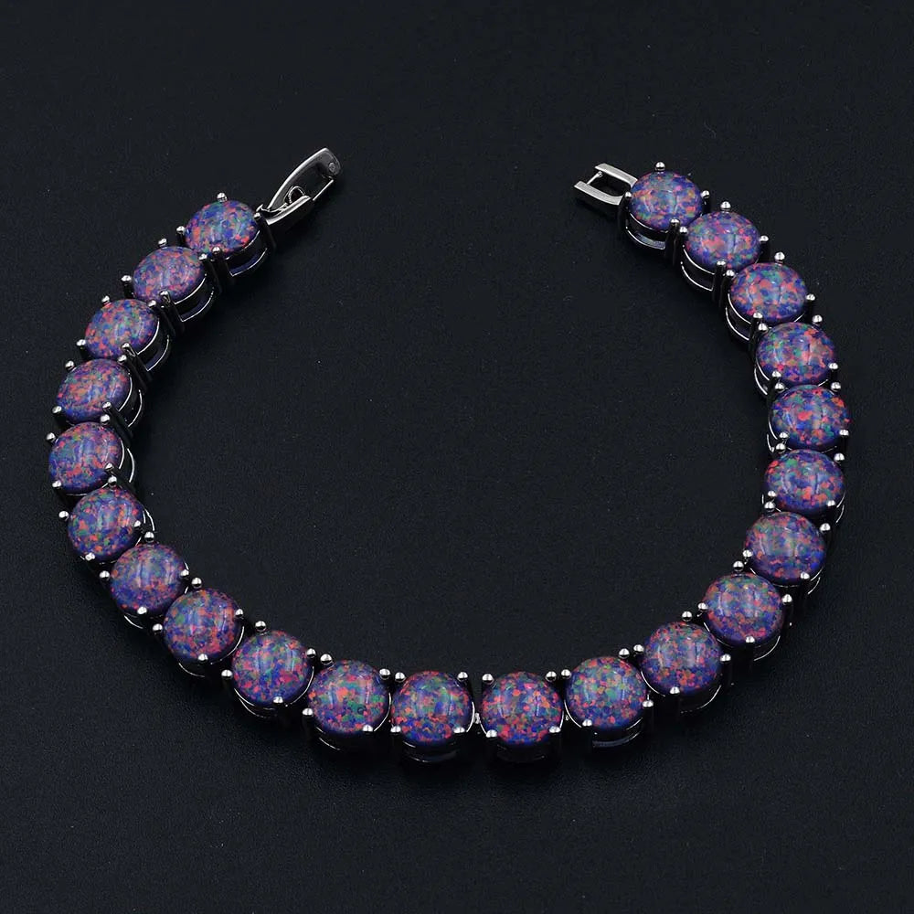 New Arrival Mystic Black Opal Round-cut Classic Opal Gemstone Tennis Bracelets