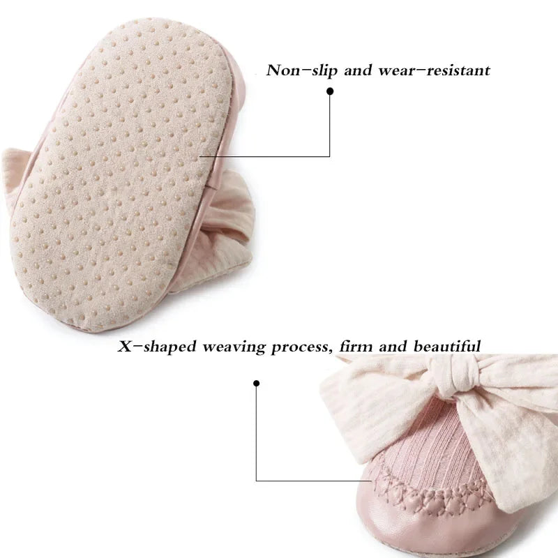 Autumn Winter Baby Girls Socks Newborn Baby Bowknot Socks Infant Baby Socks Anti Slip Soft Cotton Floor Sock Shoes