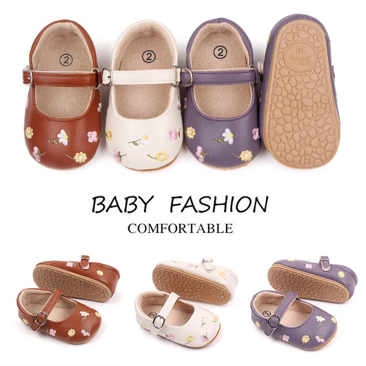 Baby Summer Sandal Mary Jane Style Cute Embroidery Flower