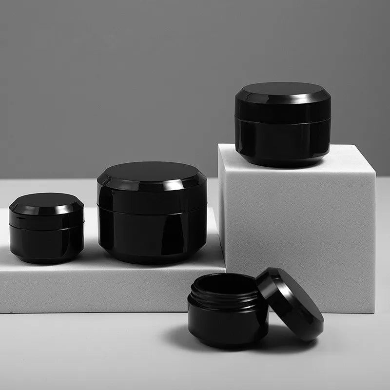 20pcs/lot 5g/10g/15g/30g/50g Empty Cream Jar Plastic Cosmetic Packaging Bottle Black Eyeshadow Makeup Packaging Pot