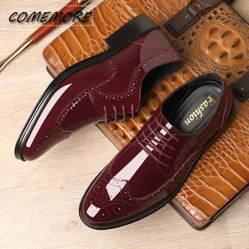 High Quality Italian PU Leather Shoes Men's Fashion Business Shoes Casual Shoes Pointed Toe Shoes Wedding Flat Dress Party Shoes