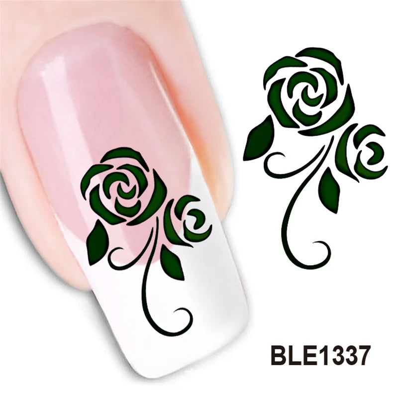 Fashion 3D Flower Design Water Transfer Nails Art Sticker Lady Women Manicure Tools Nail Wraps Decoration Decals Wholesale