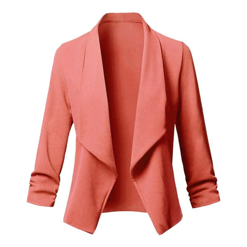 Women Thin Blazers Cardigan Coat 2022 Long Sleeve Female Blazers and Jackets Ruched Asymmetrical Casual Business Suit Outwear