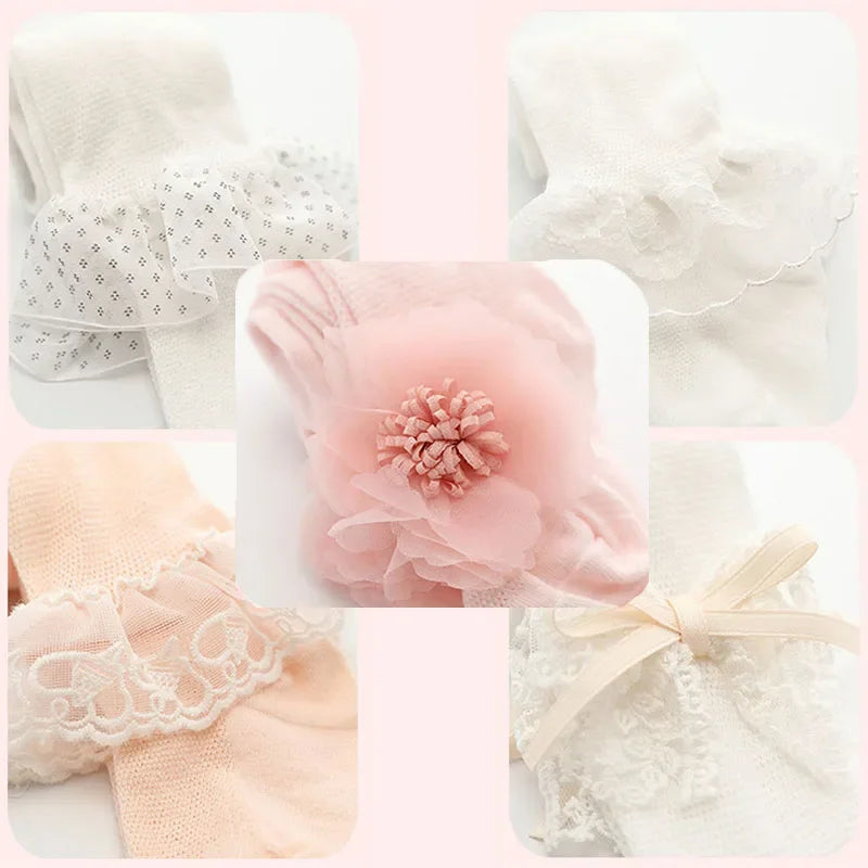 Baby Tights Infant Girls Pantyhose Lace Bow Flower Hosiery Stockings Summer Spring Autumn Mesh Socks for Newborn Kids Toddler