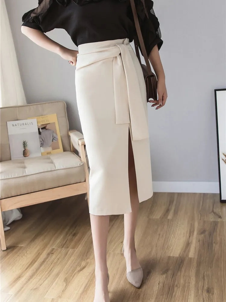 High Waist Pencil Skirts Women New Arrival 2022 Fashion Office Style All-match Mid-calf Length Ladies Elegant Long Skirt W1070