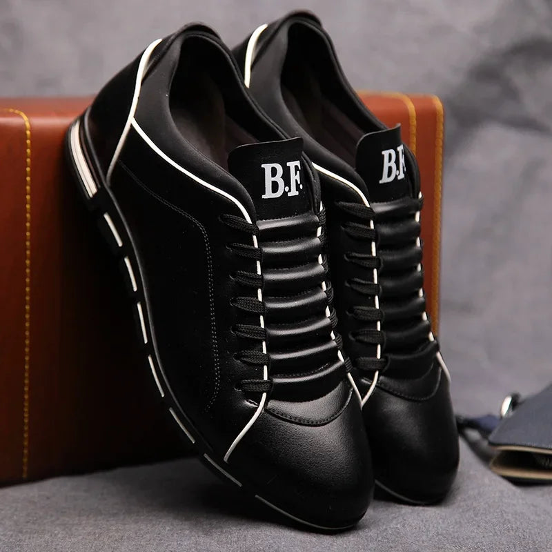 Leather Casual Shoes for Men Breathable Business Shoes Male Sneakers British Dress Shoe Flat Working Footwear Plus Size 48 Tenis