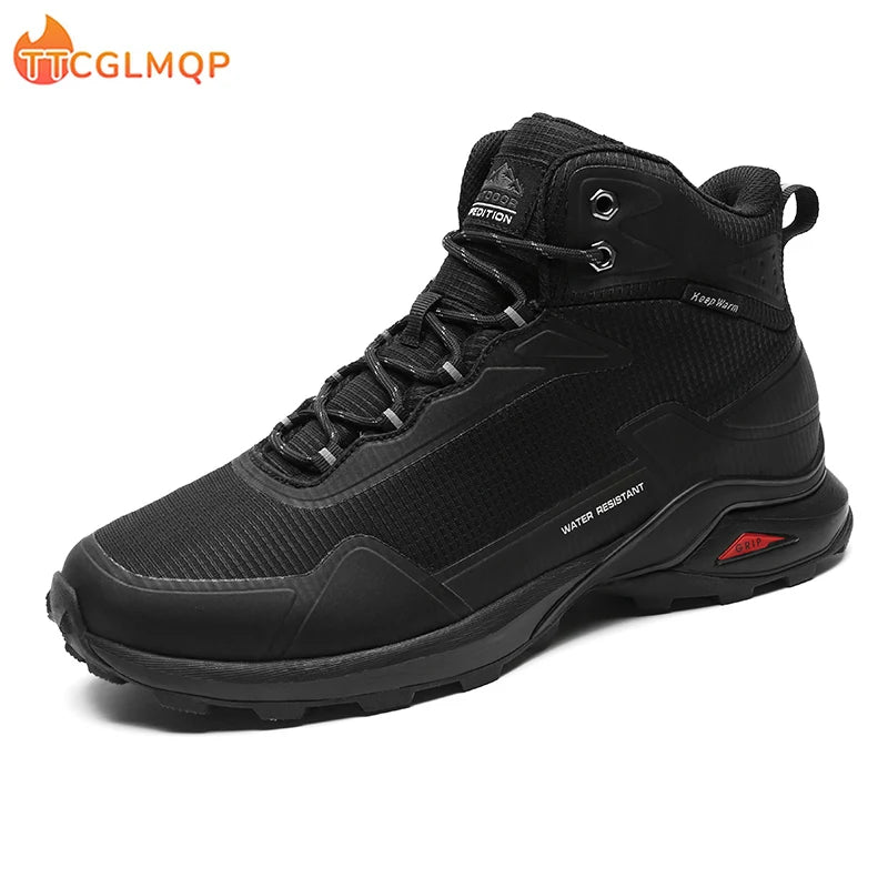 2022 New Winter Men Snow Boots Waterproof Leather Sneakers Warm Plush High Quality Outdoor Hiking Boots Work Shoes Big Size 48