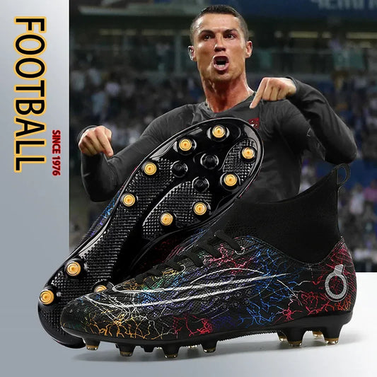 C.Ronaldo Futsal Air/ Soccer Shoes Quality Football Boots Ourdoor Wholesale Football Training Sneaker TFAG Unisex ChuteiraCleats