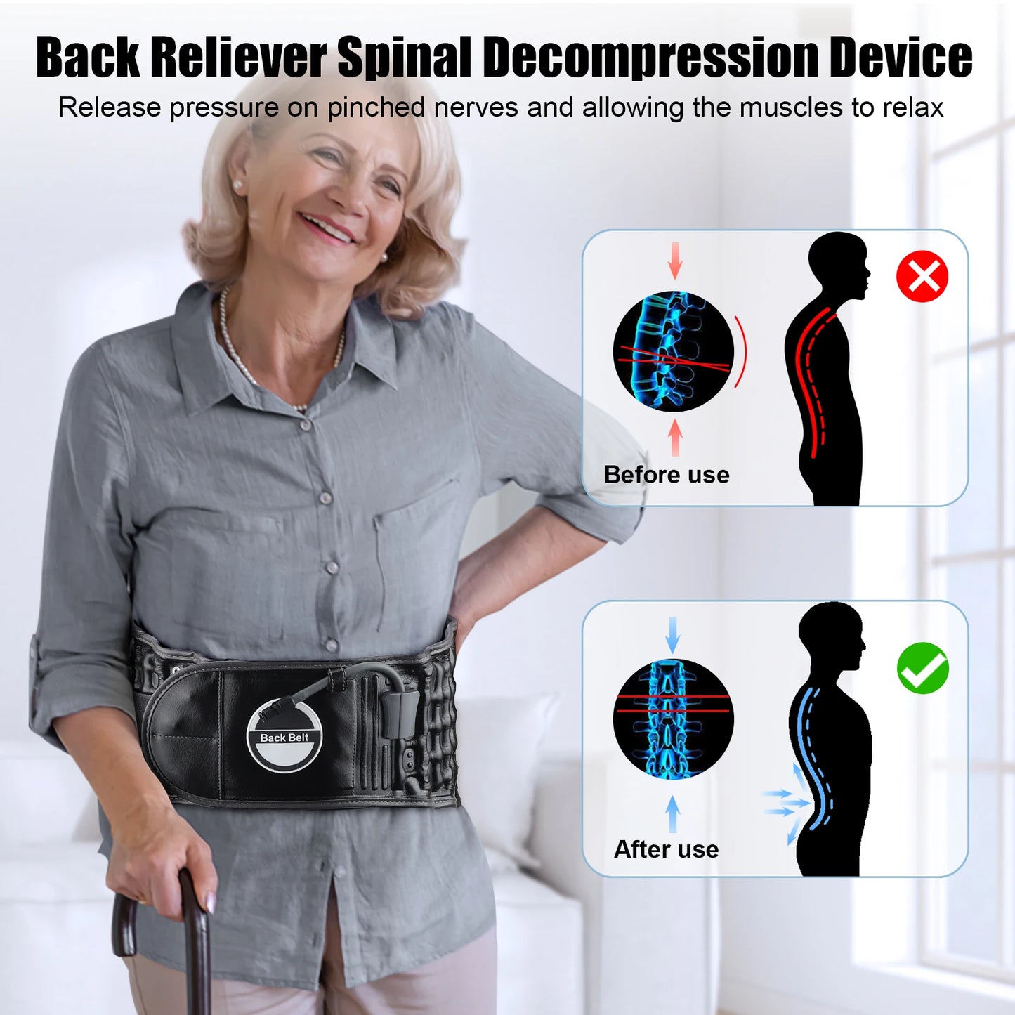 Air Decompression Back Belt Physiotherapy Inflate Waist Lumbar Traction Brace Spine Posture Corrector Back Pain Relief Support