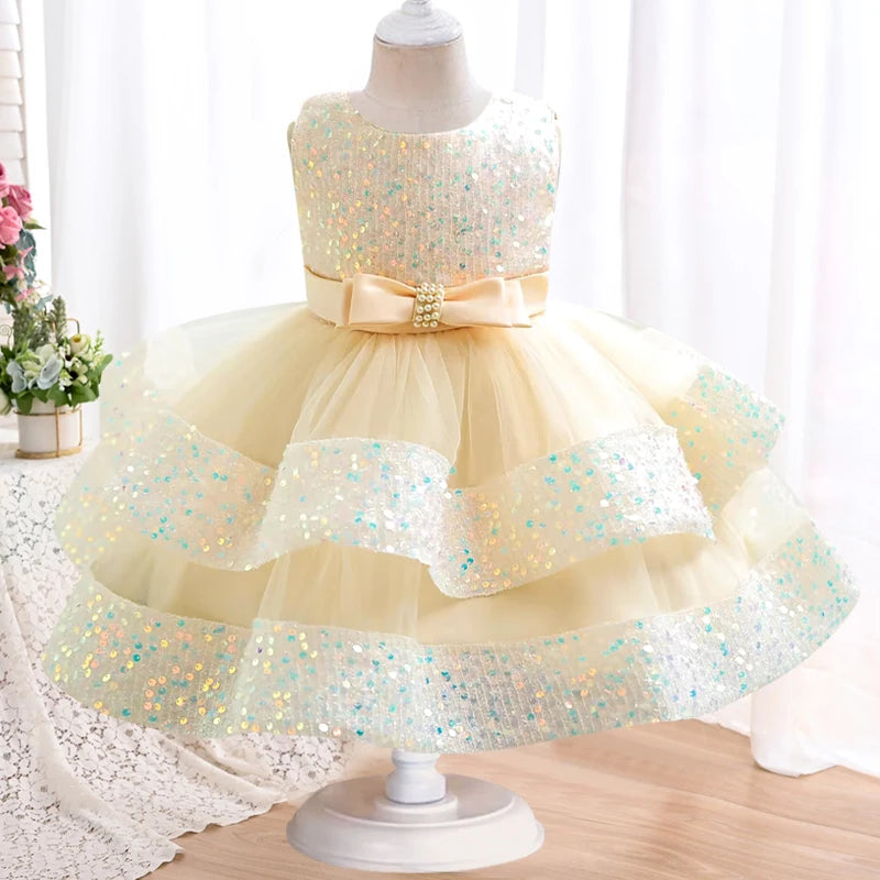 NEW Baby Dress Lace Flower Christening Baptism Clothes Newborn Kids Girls First Years Birthday Princess Infant Party Costume