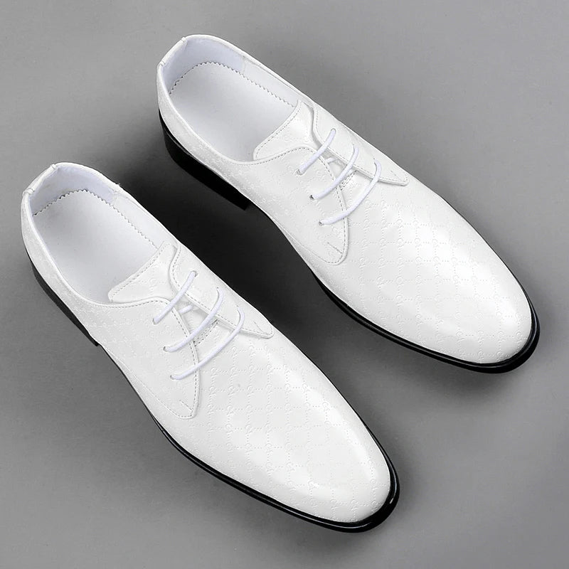 2023 New Fashion Dress Shoes Men Red Wedding Oxfords Groom Shoes Pointed Toe Male Luxury Brand Party Evening Footwears