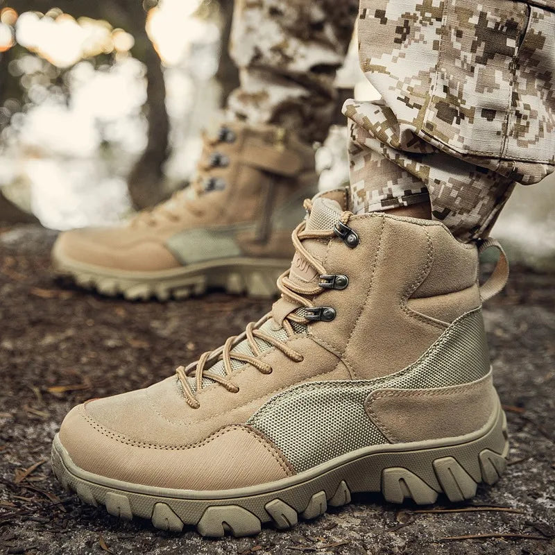 2022 New Footwear Military Tactical Mens Boots Special Force Leather Desert Combat Ankle Boot Army Men's Shoes Plus Size 39-46