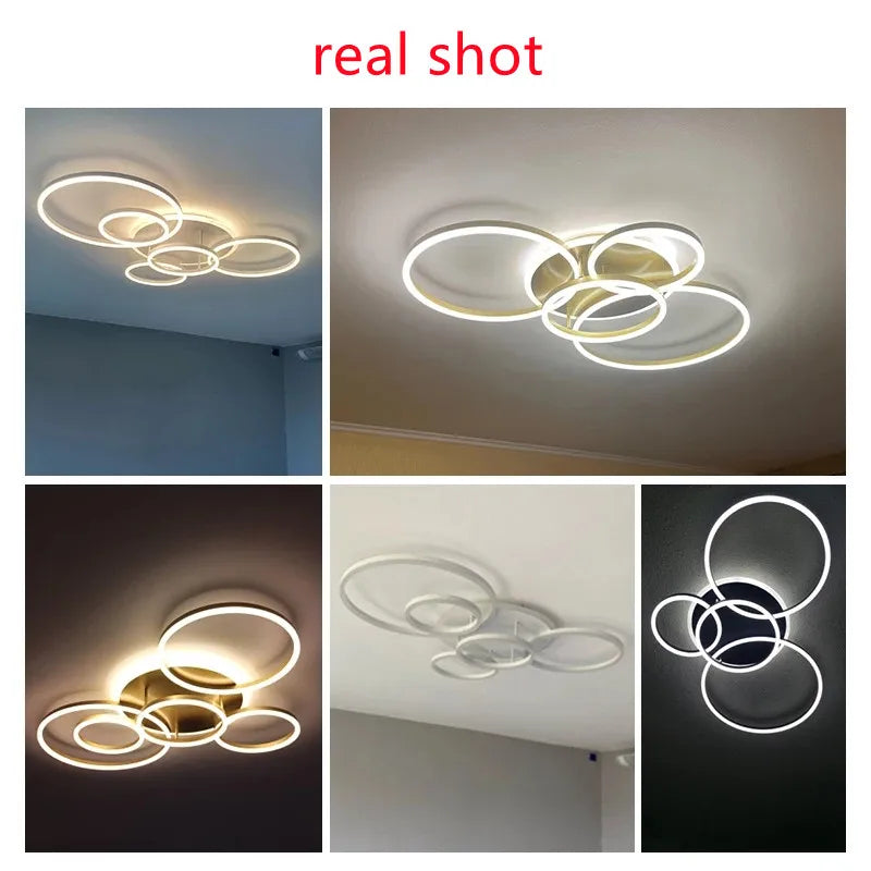 Modern 5 Ring Led Ceiling Chandelier Black Gold White for Living Room Bedroom Furniture Home Design Lighting Lusters Luminaires