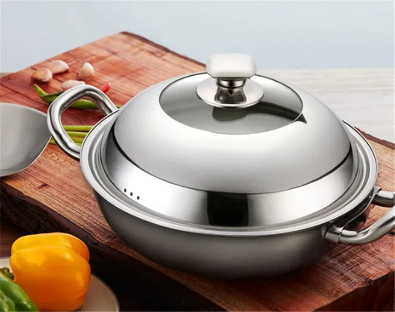 Visible Cooking Wok Pan Lid Stainless Steel Universal Pan Cover Visible Replaced Lid for Frying Wok Pot Quality Dome Wok Cover